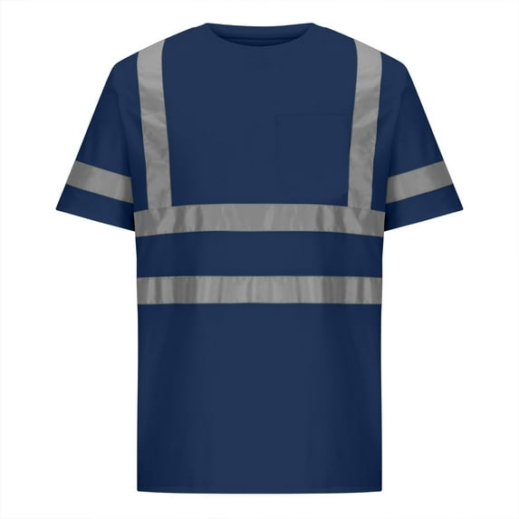 pwebopa Short Sleeve T-Shirts for Mens High Visibility Reflective Safety VestBreathable Light Workwear Visibility Shirts Round Neck Work Tops Loose Tees