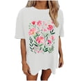 thumbnail image 1 of pwebopa Women's Trendy Oversized T Shirt Floral Graphic Tee Crewneck Short Sleeve Loose Cute Going Out Summer Tops, 1 of 6