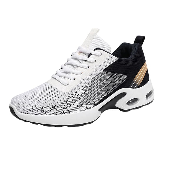 pwidon Men's Air Cushion Running Shoes Breathable Knit Athletic Sneakers Non Slip Walking Gym Workout Trainers Black 39