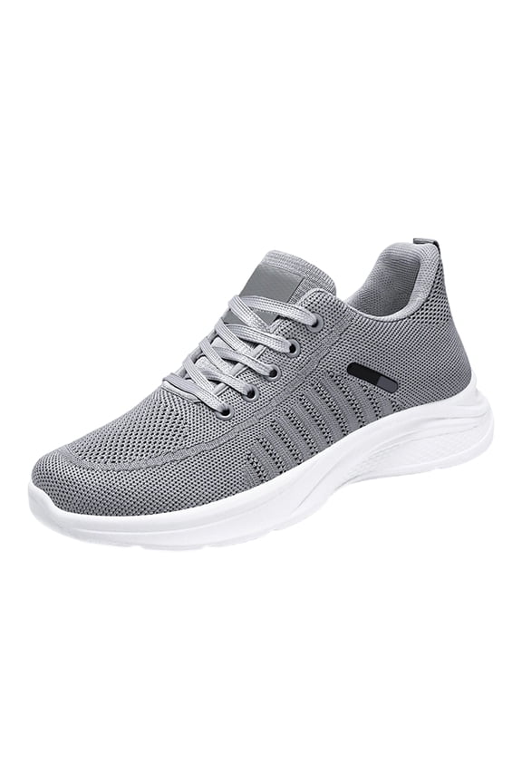 Men's Fly Knit Mesh Athletic Sneakers Lightweight Cushioned Non Slip Lace Up Walking Running Shoes Gray 41