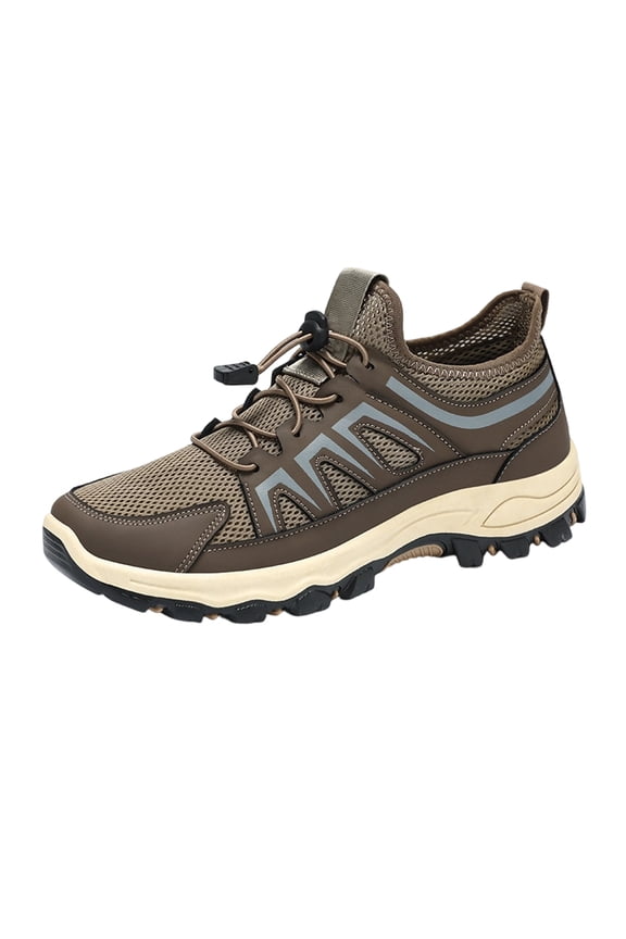 Men's Hiking Shoes Breathable Mesh Quick Toggle Lace Non Slip Rugged Sole Outdoor Trail Walking Sneakers Coffee 41
