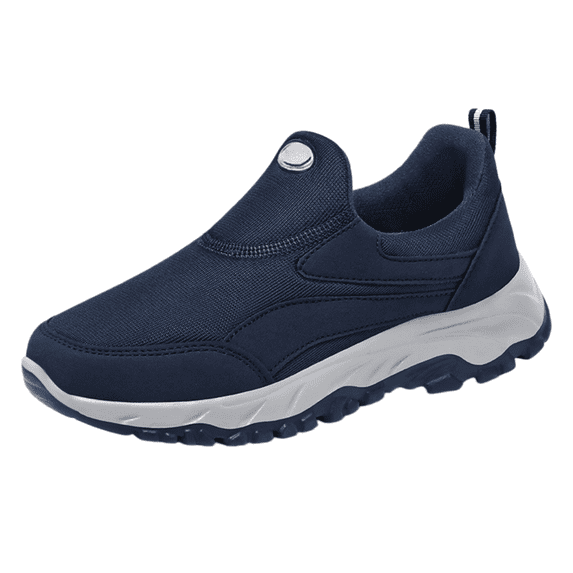 pwidon Men's Slip On Walking Shoes Lightweight Non Slip Rugged Sole Breathable Orthopedic Sneakers for Elderly Father Daily Outdoor Wear Blue 39