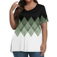 pwidon Plus Size Womens Tops Short Sleeve VNeck Summer Color Block