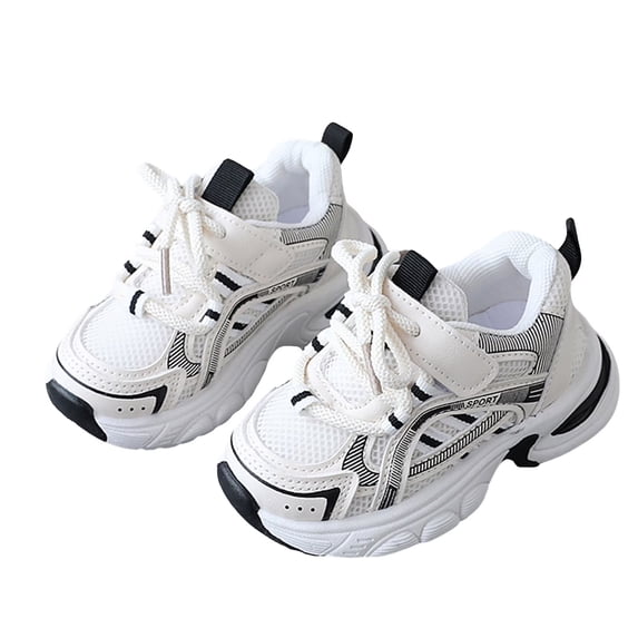 pwidon Toddler Chunky Sneakers Velcro Breathable Mesh Non Slip Cushioned Kids Walking School Athletic Shoes Black 29