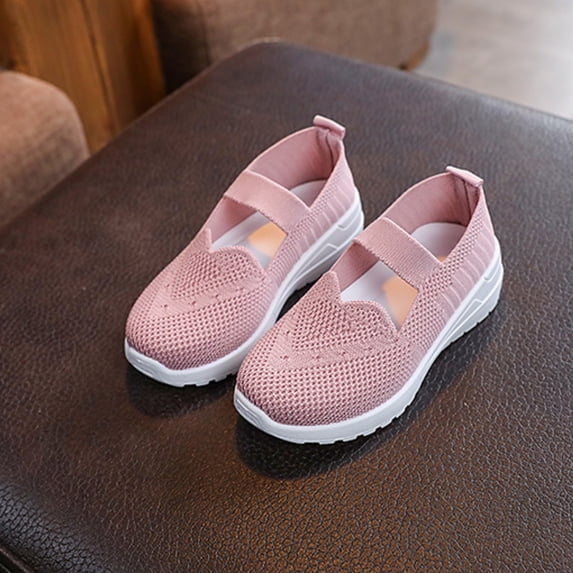 pwidon Toddler Girls Mary Jane Walking Shoes Breathable Mesh Non Slip Lightweight Kids Casual Sneakers Pink 26