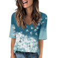 pwidon Tops for Women Trendy Elbow Sleeve V Neck Tee Shirts Oversized