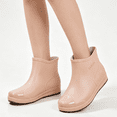 thumbnail image 1 of pwidon Waterproof Rain Boots Women Slip On Short Ankle Slip Resistant Flat Sole Embossed Detail Rubber Casual Wet Weather Women Rain Footwear Khaki 40, 1 of 6