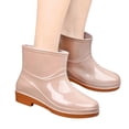 thumbnail image 1 of pwidon Women Waterproof Rain Boots Mid Ankle Slip On Low Heel Slip Resistant Rubber Wet Weather Casual Outdoor Women Rain Footwear Khaki 40, 1 of 4