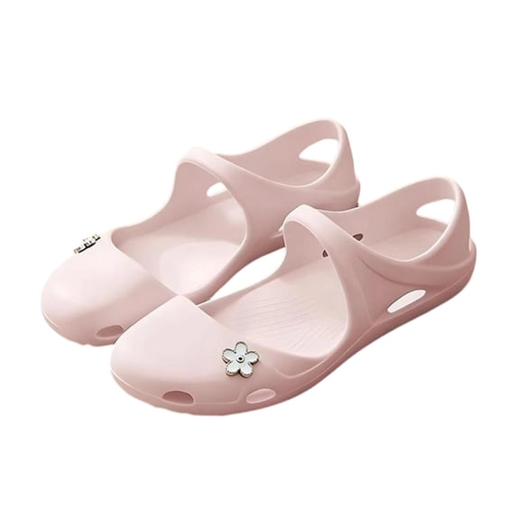 pwidon Women's Mary Jane Clogs Closed Toe Slip On EVA Waterproof Floral Decor Beach Pool Walking Sandals Pink 5