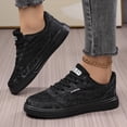 thumbnail image 1 of pwidon Women's Platform Skate Sneakers Lace Up Breathable Low Top Casual Walking Fashion Board Shoes Black 7.5, 1 of 7