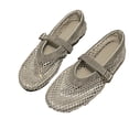 thumbnail image 1 of pwidon Women's Round Toe Mary Jane Flat Shoes Breathable Fishnet Mesh Rhinestone Adjustable Buckle Wedding Casual Walking Loafers Gray 7, 1 of 4