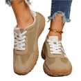 thumbnail image 1 of pwidon Women's Trainer Sneakers Mesh Suede Patchwork Lace Up Platform Retro Lightweight Walking Casual Athletic Shoes Khaki 5.5, 1 of 4
