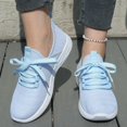 thumbnail image 1 of pwidon Women's Walking Sneakers Lightweight Lace Up Athletic Running Shoes Breathable Fly Knit Casual Sport Trainers Grey Black Blue 8, 1 of 6