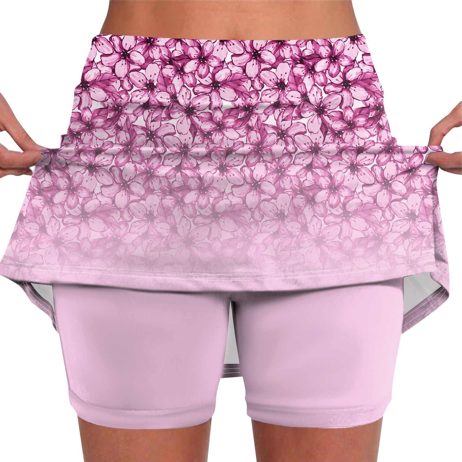 pwidon Womens Skorts Knee Length Tummy Control Golf Skirts with Shorts