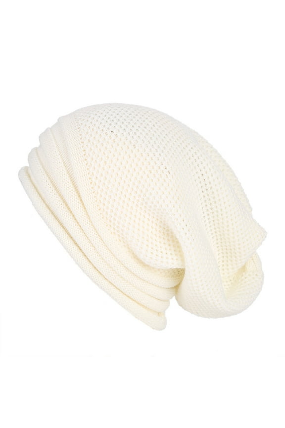 baseball cap men women baggy warm crochet winter wool knit ski beanie skull slouchy caps hat white + one size