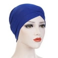 thumbnail image 1 of pxiakgy baseball cap women solid india hat ruffle cancer chemo beanie turban wrap scarf cap blue + one size, 1 of 2