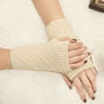 thumbnail image 1 of pxiakgy gloves for women knitted fingerless arm keep winter girl gloves mitten warm women warm soft glovesgloves mittens beige + one size, 1 of 2