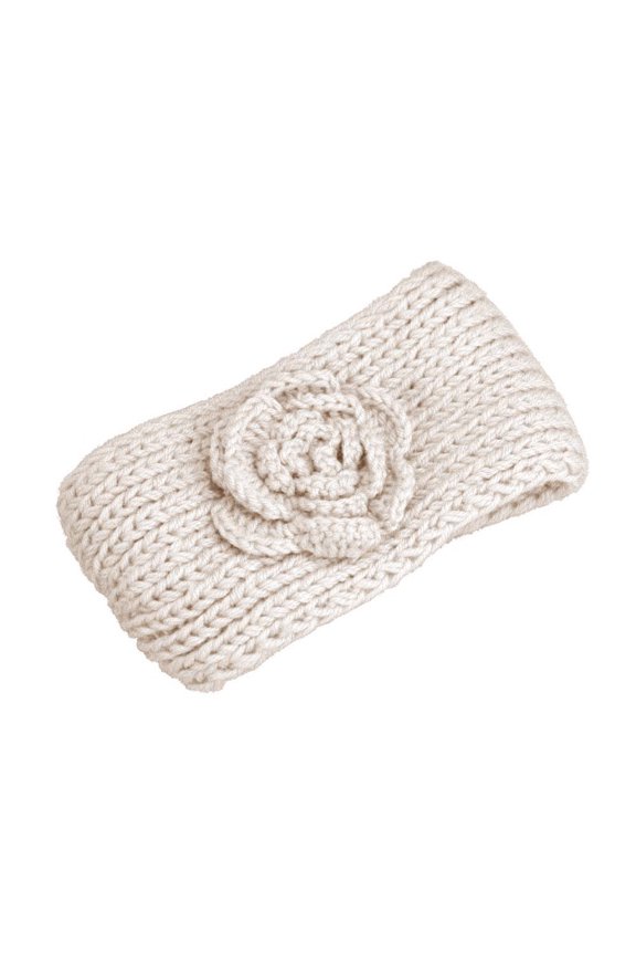 headbands for women hoop knitting beige hairband hair crochet headband camellia flowers headband beige + one size