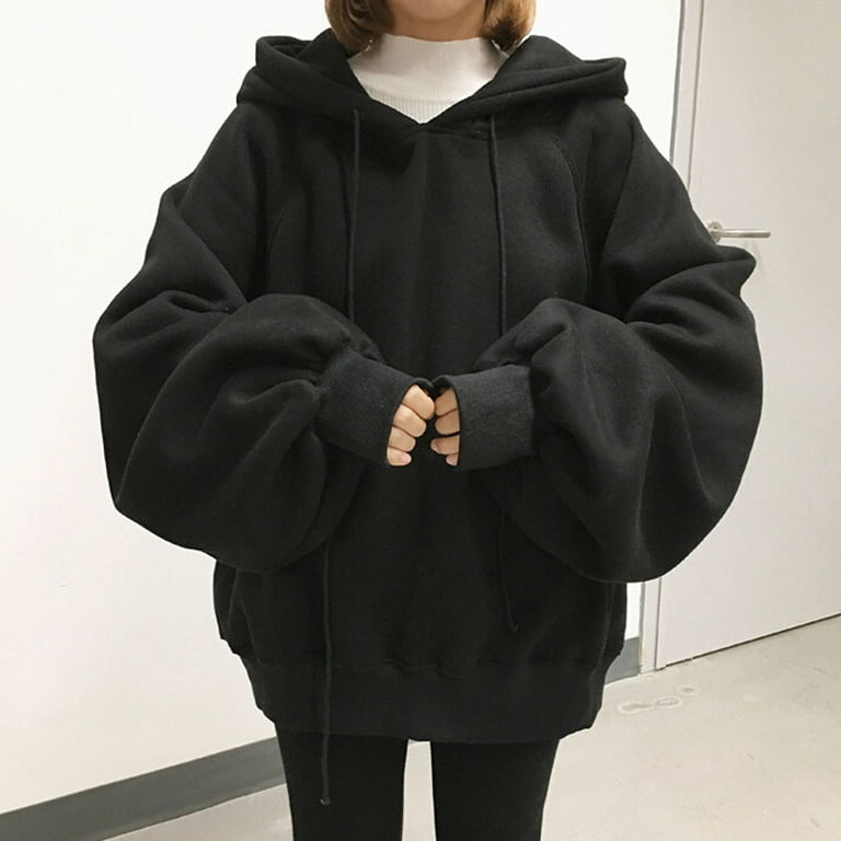 Loose Solid Color Hooded Sweater Loose Solid Color Hooded Sweater