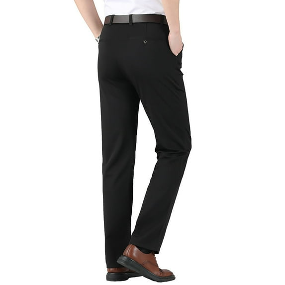 pxiakgy jeans for men elastic waist casual business color men's pants thin high trousers solid men's pants men casual pants black + xl