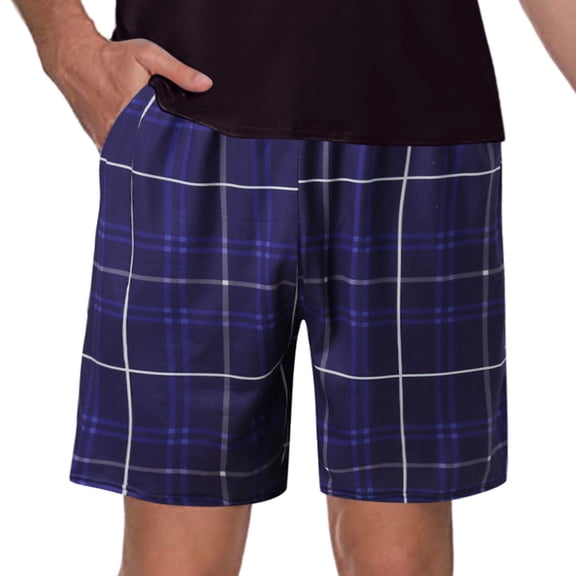 pxiakgy jeans for men mens fashion casual plaid printed elastic waist shorts home pants pajamas men pajama & sets & loungewear purple + 3xl