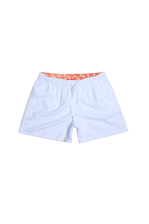 mens swim trunks Pants Loose Quick Workout Men's Dry Swim Pants Three Shorts Beach Plain Quarter Men's Swimwear swim trunks men men's swimwear White + M