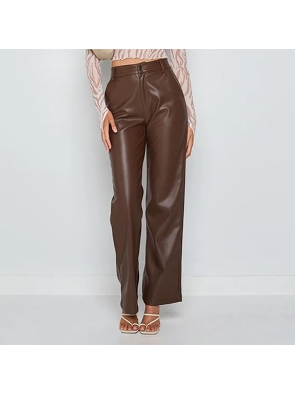 leather for women women leather leggings high waisted lined stretchy pants buttom tights bronze + m