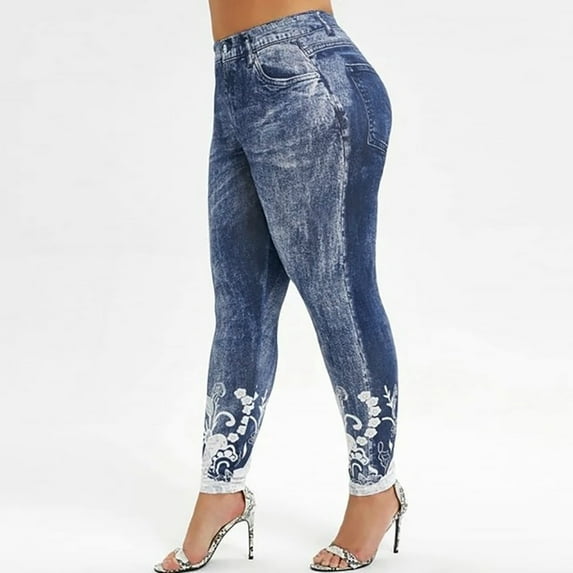 pxiakgy leggings for women women printed yoga fitness leggings running gym stretch sports pants trousers blue + 3xl