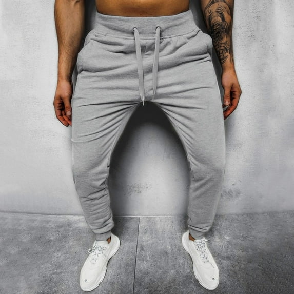 pxiakgy men's pants mens pants casual solid color lace-up track workout pants with pocketmen's casual pants grey + l