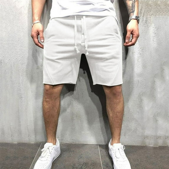 pxiakgy mens shorts male casual mid waist shorts pant solid splice pocket drawstring knee length shorts men casual shorts white + xxl