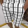 thumbnail image 1 of pxiakgy mens shorts men casual plaid printed business mid waist stretch drawstring shorts with pockets men casual shorts black + l, 1 of 6