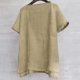 thumbnail image 1 of pxiakgy mens t shirt mens 2022 casual summer plain short sleeve cotton linen t shirts stand collar button v neck beach shirts men t shirts khaki + 3xl, 1 of 5