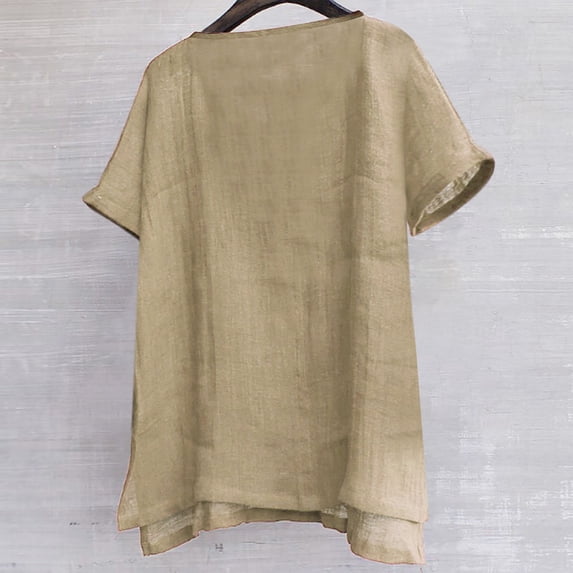 pxiakgy mens t shirt mens 2022 casual summer plain short sleeve cotton linen t shirts stand collar button v neck beach shirts men t shirts khaki + 3xl