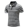 thumbnail image 1 of pxiakgy polo shirts for men men spring summer sports leisure top shirt wicking cotton lapel short sleeve t shirt stripe top shirt men polo shirts grey + l, 1 of 9