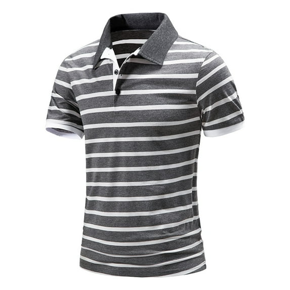 pxiakgy polo shirts for men men spring summer sports leisure top shirt wicking cotton lapel short sleeve t shirt stripe top shirt men polo shirts grey + l