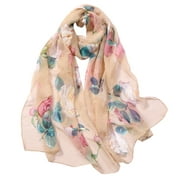 pxiakgy scarfs for women scarves long scarf soft wrap shawl printing women silk roses fashion scarf beige + one size
