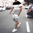 thumbnail image 1 of pxiakgy suits for men mens spring summer leisure sports breathable absorbing stitching printed short sleeve shorts two piece set men suits black + xl, 1 of 5