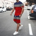thumbnail image 1 of pxiakgy suits for men mens spring summer leisure sports breathable absorbing stitching printed short sleeve shorts two piece set men suits red + l, 1 of 7