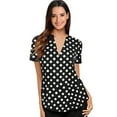 thumbnail image 1 of pxiakgy t shirts for women women summer polka dot short sleeve v neck tunic shirt tops blouse womens t shirts black + m, 1 of 2