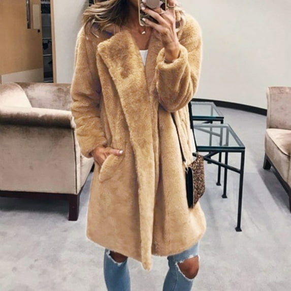 pxiakgy winter coats for women women's lapel long warm thicken coat winter solid jacket business outside outerwear with pockets khaki + m