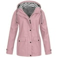 thumbnail image 1 of pxiakgy winter coats for women women solid rain outdoor plus waterproof hooded raincoat windproof jacket coat coat for women pink + m, 1 of 6