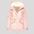 thumbnail image 1 of pxiakgy women plus size winter overcoat women's jacket thick outwear lined hooded coat warm trench women's coat pink 4xl, 1 of 8