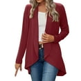 thumbnail image 1 of pxiakgy womens open front cardigan long sleeve knit sweater outwear with pockets red + xxl, 1 of 7