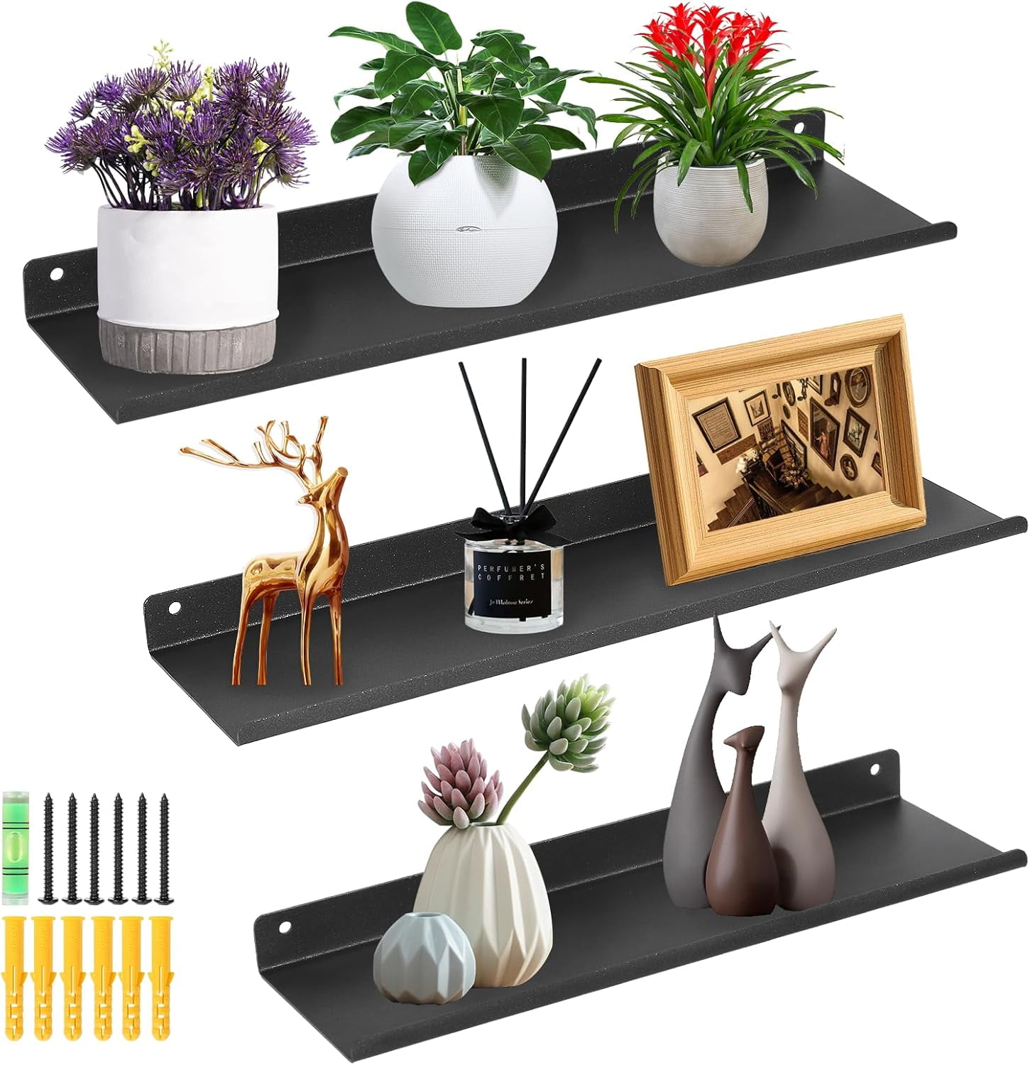 Photo inspiration: Wall Mounted Shelves Decor Reference: Bsyrew Kfhdmcv Floating Shelves Wall Mounted Iron Shelves Bathroom