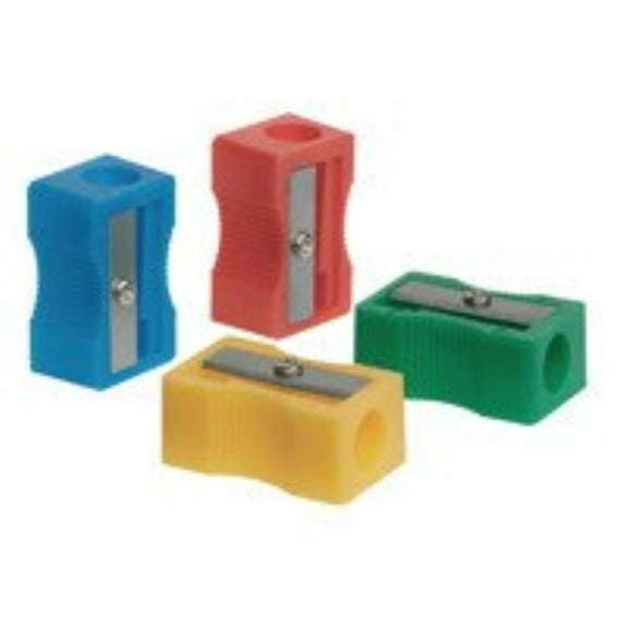q-connect plastic pencil sharpener single hole assorted pack of 10 kf76992