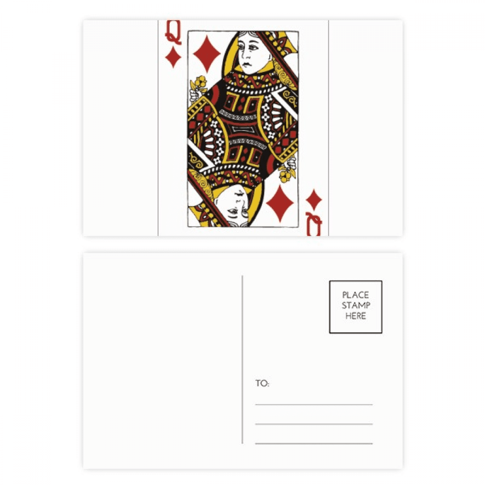 q playing cards pattern postcard set birthday mailing thanks greeting card