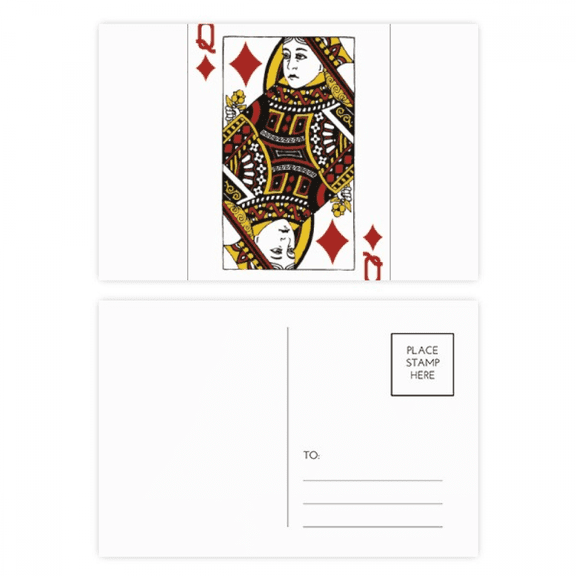 q playing cards pattern postcard set birthday mailing thanks greeting card