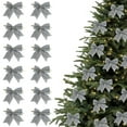 thumbnail image 1 of qILAKOG 12pcs Christmas Decoration 9cm Glittering Ribbon Bow Decorated Christmas Tree Holiday Party Scene Setting Props for Living Room and Courtyard, 1 of 6