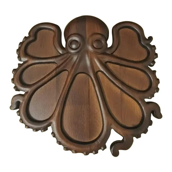 qILAKOG 15.4 inch Octopus Deli Board, Holiday Themed Party Service Tray for Cheese, Meat and Fruits, Wooden Platter Gift for Seafood Lovers