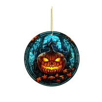 qILAKOG 3.15 inch Halloween Pumpkin and Bat Round Hanging Decorations Ghost Festival Party Indoor Outdoor House Numbers Yard Hanging Decorations